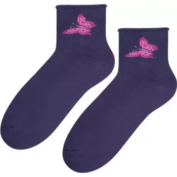 Dámská móda Dámské ponožky Motýl - 38-40 / tmavě fialová