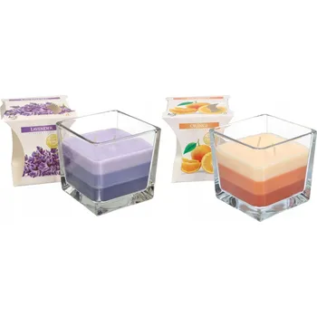 Svíčka Sada skleněných vonných svíček tricolour - 2 ks. kotarbau - oranžová || levandule