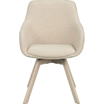 Jídelní židle Rowico Čalouněné jídelní křeslo, dubové bílé nohy, otočné, Alison Barva: Světlé béžová