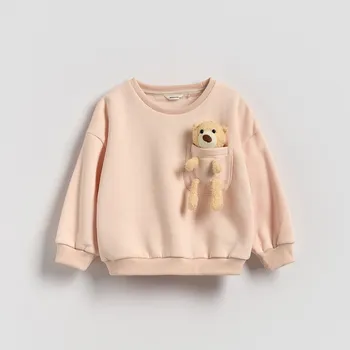 Dívčí mikina Reserved - Mikina s 3D aplikací - krémová - 590GT-01X - 590GT-01X-80