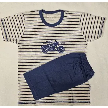 Chlapecké pyžamo Chlapecké pyžamo Rider krátké - 122 / béžová/modrá