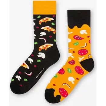 Dámské punčochy Dámské nestejné ponožky Pizza D - 35-38 / černá