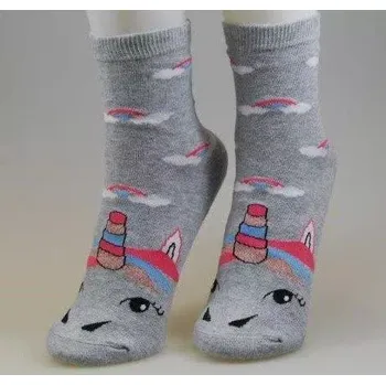 Dámské ponožky Dámské ponožky Jednorožec - 35-41 / světle šedá