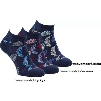 Dámské ponožky Dámské ponožky Listy - 35-38 / tmavě modrá/tyrkys