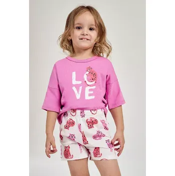 Dívčí pyžamo Dívčí pyžamo Love krátké - 110 / růžová