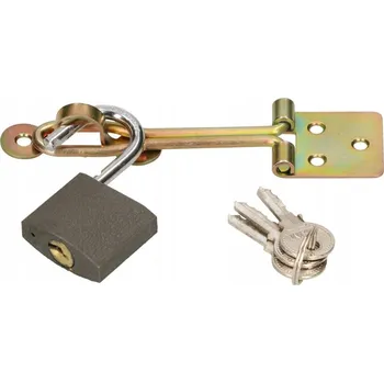 Dveřní kování Uzamykací šroub s visacím zámkem pro drátěné dveře 80 mm - 75 mm
