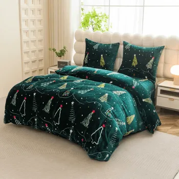 Povlečení Mikroplyšové povlečení CHRISTMAS DRIFT zelené Rozměr povlečení: 2 ks 70 x 90 cm | 200 x 220 cm