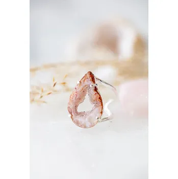 Prsten YogaDay Prsten s geodou achátu - postříbřený číslo: 16