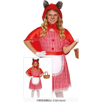 Karnevalový kostým Červená karkulka s vlčími oušky - věk 10 - 12 roků - 142 - 148 cm