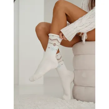 Dámské ponožky Dámské froté ponožky Vločky M - 37-41 / smetanová