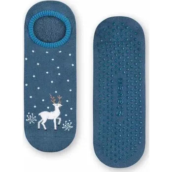 Dámské ponožky Dámské protiskluzové ťapky se sobem - 35-37 / petrolejová