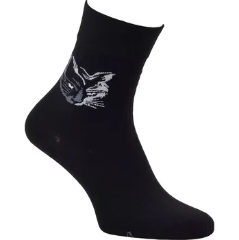 Dámské ponožky Dámské bambusové ponožky Kočka - 35-38 / černá