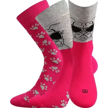 Dámská móda Dámské nestejné ponožky Jsem Buldog - 39-42 / malinová