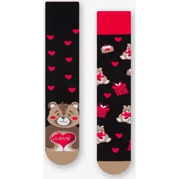 Dámské ponožky Dámské nestejné ponožky Teddy Bear - 39-42 / černá