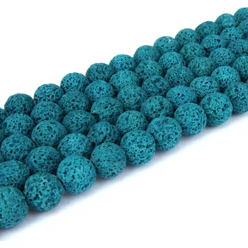 Drahý kámen Přírodní láva - tyrkysově modrá - ∅ 8 mm - 1 ks