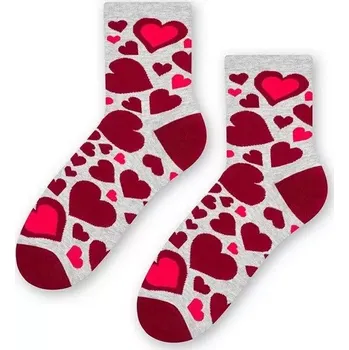 Dámské ponožky Dámské ponožky Mnoho srdíček - 35-37 / světle šedá