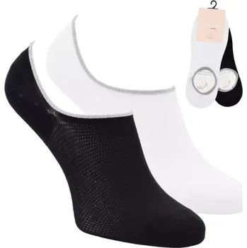 Dámské ponožky Dámské ťapky 68001 - 2 páry - 39-42 / černá/bílá