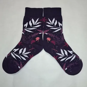 Dámské ponožky Dámské froté ponožky Listy - 35-38 / fialová