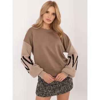 Dámská mikina ITALY MODA Mikina -MI-BL-M5975.26P- Barva: Béžová - tmavě, Velikost: UNI