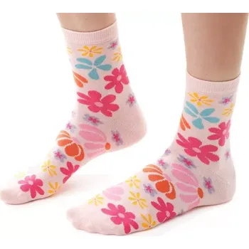Dámské punčochy Dámské ponožky Barevné květiny - 35-37 / světle růžová