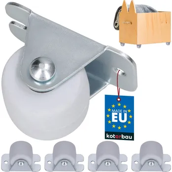 Nábytkové kování Nábytkové kolečko pevné pro nábytek skříně gumové bílé 33 mm sada 4 ks. - 33 mm