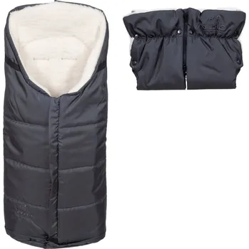 Fusak Set - nepromokavý fusak Iceland wool a rukávník, ovčí vlna, grafit, Cuculo