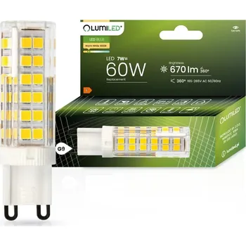 Žárovka LED žárovka G9 s paticí 7W = 60W 670lm 3000K Warm 360° LUMILED