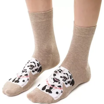 Dámské ponožky Dámské ponožky s pejskem - 35-37 / béžový melír