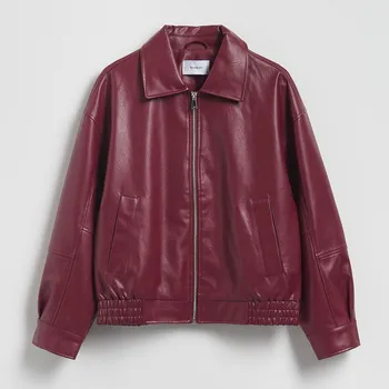 Dámský kabát Reserved - Bomber bunda s límcem - bordó - VZ751-53X - VZ751-53X-M