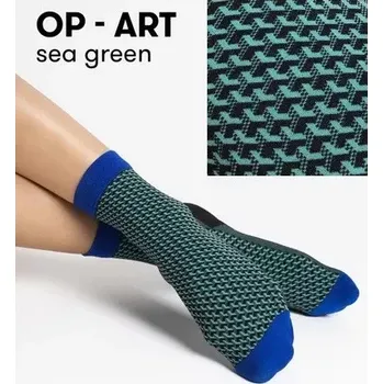Dámské punčochy Dámské ponožky Op-Art 40 DEN - Uni / tyrkysová