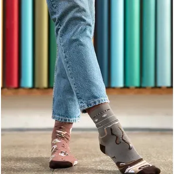 Dámské punčochy Dámske nerovnaké ponožky Coffee D - 35-38 / hnědá