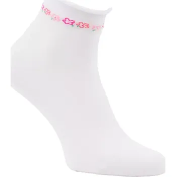 Dámské ponožky Dámské ponožky bez patentu Flowers - 35-38 / bílá/růžová