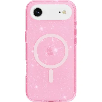 Pouzdro na mobilní telefon Transparentní kryt se třpytkami a MagSafe pro iPhone Air - růžový