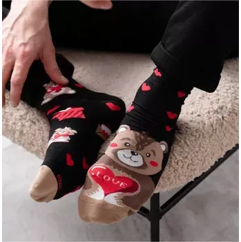 Pánské ponožky Pánské nestejné ponožky Teddy Bear - 39-42 / černá