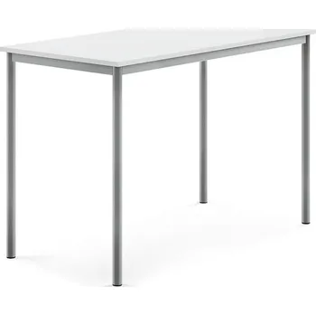 Jídelní stůl Stůl BORÅS, 1400x700x900 mm, stříbrné nohy, HPL deska, bílá