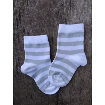 kojenecké bambusové ponožky Babarik - 14-18 / bílá/šedá