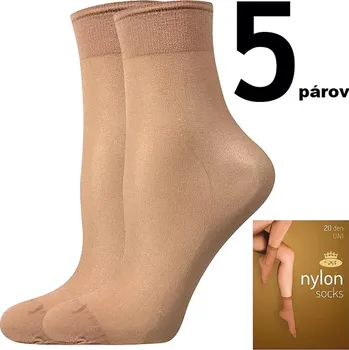 Dámské punčochy Ponožky Nylon socks B 20 DEN - 5 párů - béžová