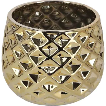 Květináč Květináč keramický glazovaný 13 cm - Barva zlatá - zlato