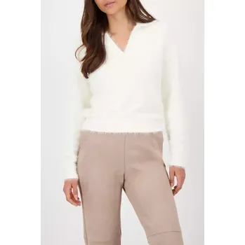 Dámský svetr Monari VERONA dámský svetr světle béžový do V s límečkem 72092 M