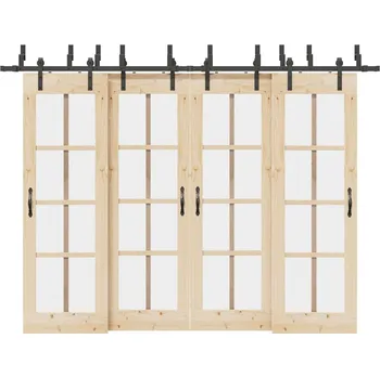 Tesařské kování vidaXL Sada příslušenství pro posuvné dveře 305 cm ocelová černá [3295739]