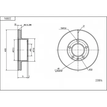 Brzdový kotouč Přední brzdový kotouč Movano 2.5 D, TD 99- 40206-00QAD HART