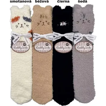 Dámské ponožky Dámské protiskluzové ponožky Kitty cat - Uni / béžová