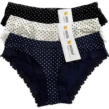 Kalhotky Dámské kalhotky Tečky s krajkou - XL / bílá