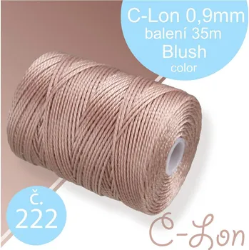 Nit Nylonová nit C-Lon pevná korálková nit. Barva 222 Blush. Síla nitě 0,9mm. Balení 35m na cívce.
