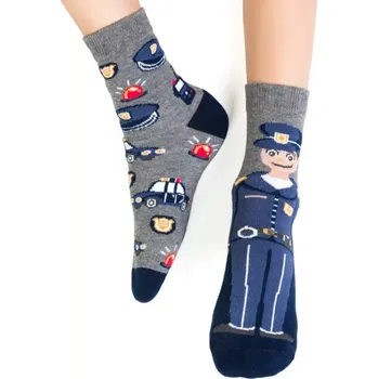 Chlapecké nestejné ponožky Policista S - 32-34 / šedá