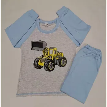 Chlapecké pyžamo Chlapecké pyžamo Bagr dlouhé - 122 / světle šedá