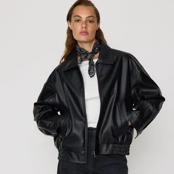 Dámský kabát Reserved - Bomber bunda s límcem - černý - VZ751-99X - VZ751-99X-S