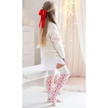 Dámské punčochy Dívčí nadkolenky s mašličkou Zima - 29-31 / smetanová