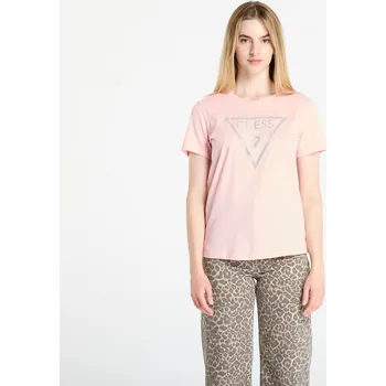 Dámské tričko Tričko GUESS Ss Cn Krystal Triangle Tee Pink XS