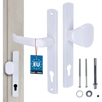 Dveřní kování Klika s vložkou pro branku vrata dveře hliník bílá 92 mm - bílá \ 92 mm